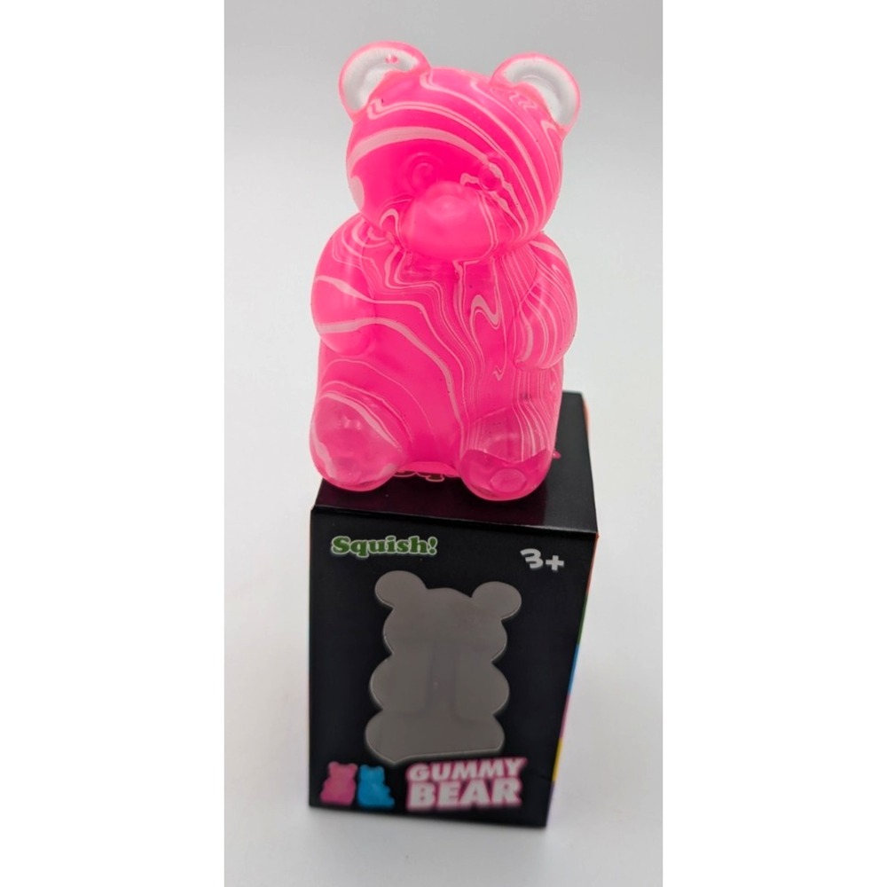 pink and white marble mini Gummy Bear Tactile firm Squeeze sensory Toy Squishy